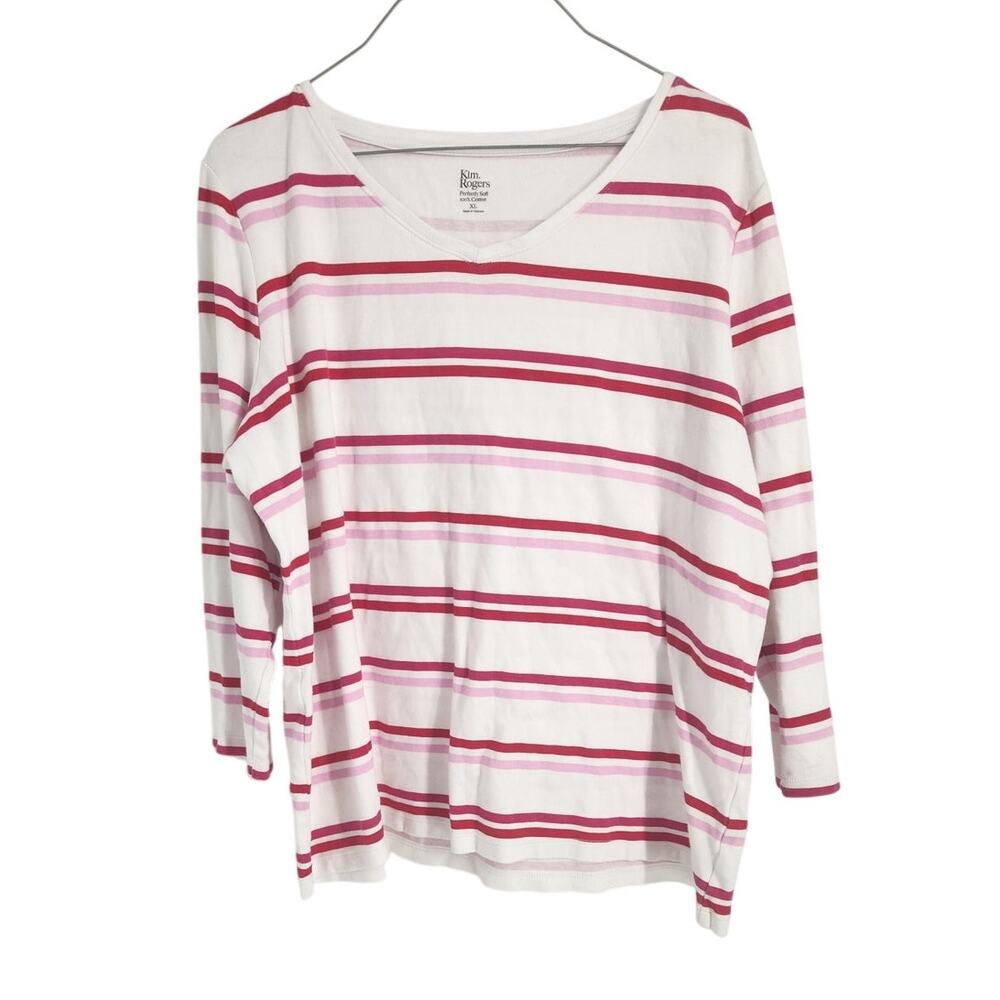 Kim Rogers Pink and White Top Womens Size Extra Large XL
